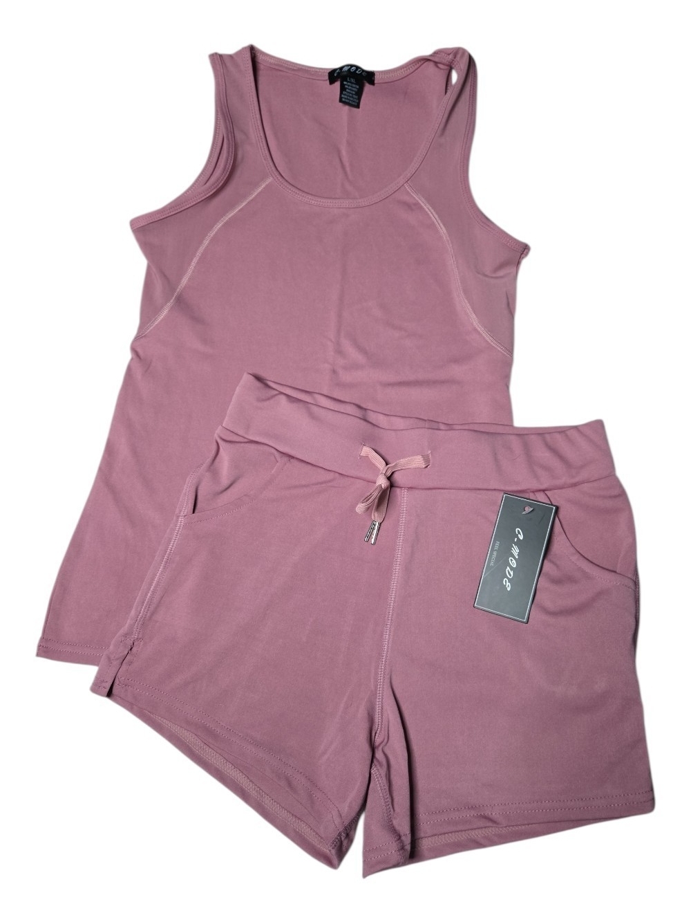 Cozy Rose Tank & Drawstring Shorts Sleep Set